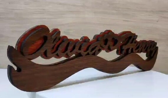 solid wood personalized name love heart letter word sign logo stand plaque personalised gift present wedding valentine anniversary laser cut