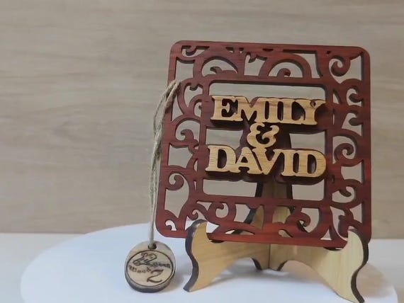 Custom made personalised real solid wood name plate table stand plaque laser cut carved logo sign office wedding birthday gift present