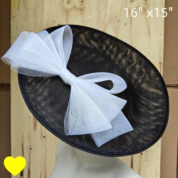 black white fascinator millinery burlesque hatinator wedding hat headband party race derby ascot cosplay handmade wide brim big large