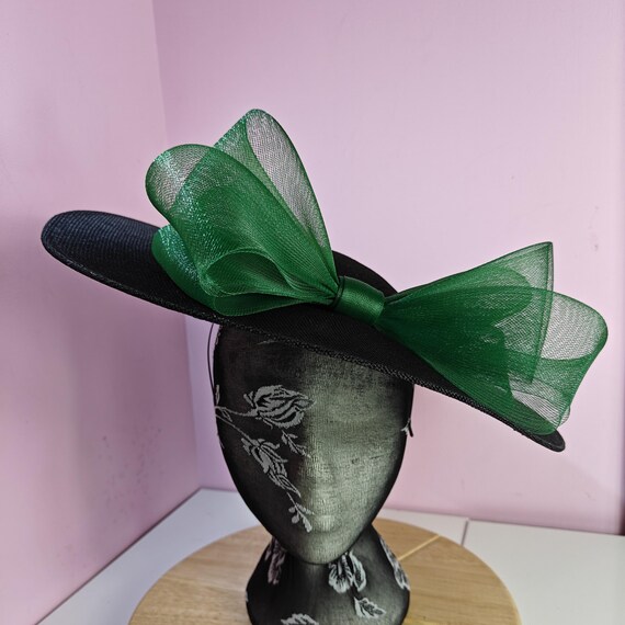 black green large fascinator millinery burlesque wedding hat headband party race cosplay handmade Kentucky Derby Royal Ascot