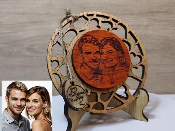 Custom made personalised real wood photo picture sign logo plaque card laser cut carved engraved wedding birthday anniversary Mother’s Day
