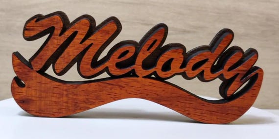 solid wood personalized desk name letter word sign symbol logo stand plaque personalised gift present home office wedding party laser cut