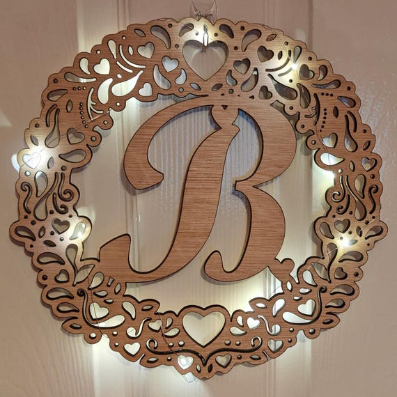 custom made personalised bespoke laser cut plywood wood name word wall door plaque letter number sign logo design wedding fairy light