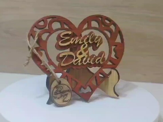 Custom made personalised real wood name stand plaque card laser cut carved wedding invitation birthday anniversary Christmas Mother’s Day