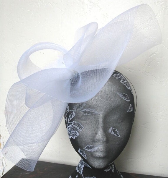 white fascinator millinery burlesque headband wedding hat hair piece