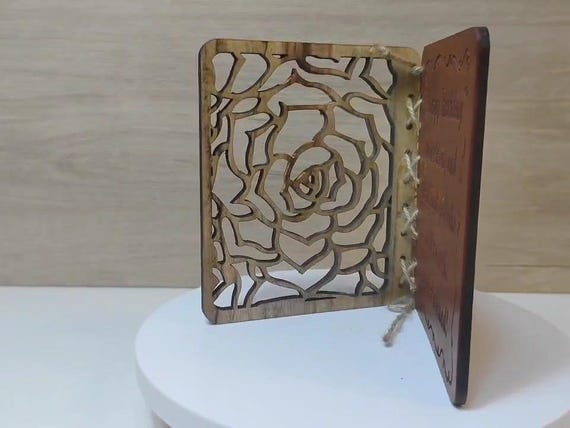 Custom made personalised real hard solid wood laser engraving plaque card wedding invitation valentine anniversary Christmas gift present