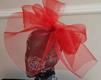 rojo crin fascinator millinery burlesque diadema boda sombrero de pelo