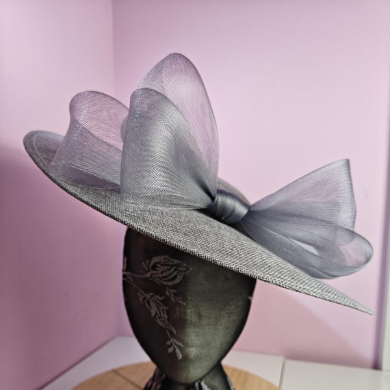 grey large fascinator millinery burlesque wedding hat headband party race cosplay handmade Kentucky Derby Royal Ascot