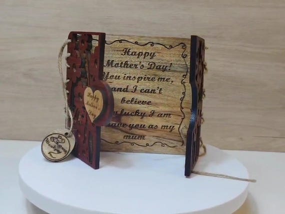 Custom made personalised real wood plaque card laser cut carved engraved wedding invitation birthday anniversary Christmas Mother’s Day