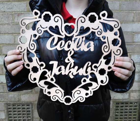custom made personalised bespoke laser cut plywood wood name word wall door plaque letter number sign logo design service wedding party