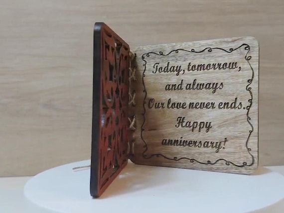 Custom made personalised real hard solid wood laser engraving plaque card wedding invitation valentine anniversary Christmas gift present
