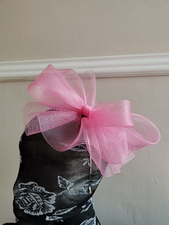 baby pale light pink crin fascinator millinery burlesque headband wedding hat hair piece