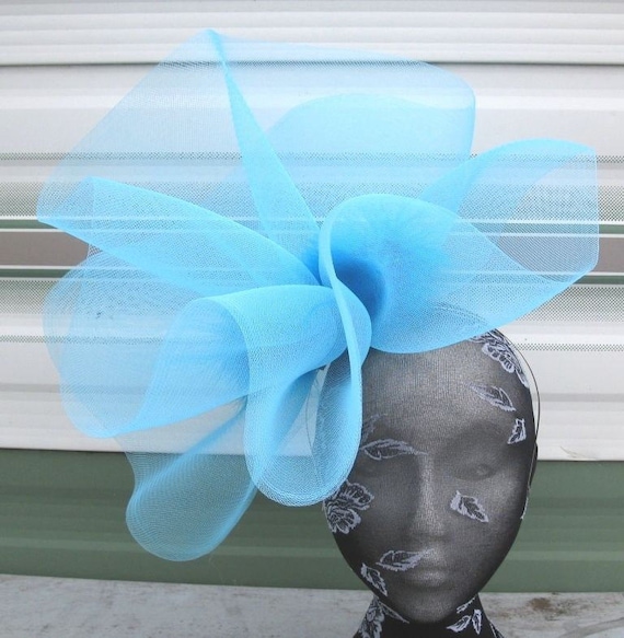 turquoise feather fascinator millinery burlesque headband wedding hat hair piece