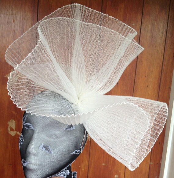 ivory feather fascinator millinery burlesque headband wedding hat hair piece