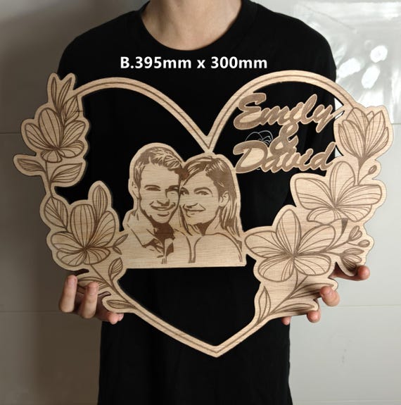 custom made personalised bespoke laser cut engraved wood picture photo name word wall door plaque letter number sign logo design wedding