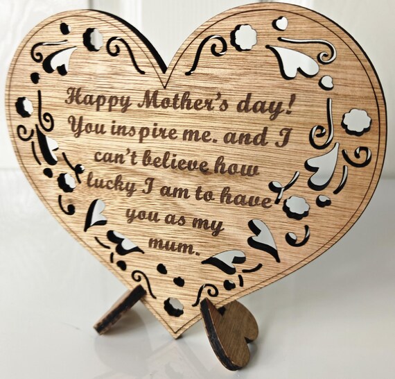 Custom made personalised wood plaque card laser cut carved engraved wedding invitation birthday anniversary Christmas Mother’s Day stand