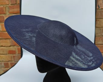 navy large fascinator millinery burlesque wedding hat headband party race cosplay handmade Kentucky Derby Royal Ascot hatinator DIY base