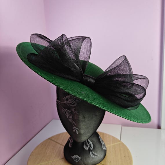 green black large fascinator millinery burlesque wedding hat headband party race cosplay handmade Kentucky Derby Royal Ascot