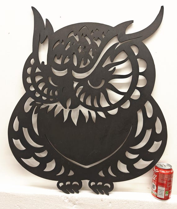 631mm x 550mm black wooden owl wall door decoration hanging picture laser cut 5mm plywood home line art wedding wood sign deco craft