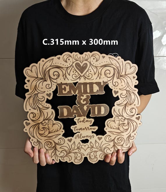 custom made personalised bespoke laser cut engraved wood picture photo name word wall door plaque letter number sign logo design wedding