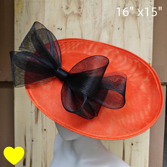 orange black fascinator millinery burlesque hatinator wedding hat headband party race derby ascot cosplay handmade wide brim big large