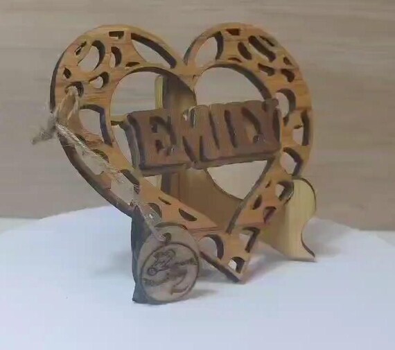 Custom made personalised real wood name stand plaque card laser cut carved wedding invitation birthday anniversary Christmas Mother’s Day