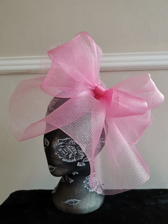 baby pale light pink crin fascinator millinery burlesque headband wedding hat hair piece