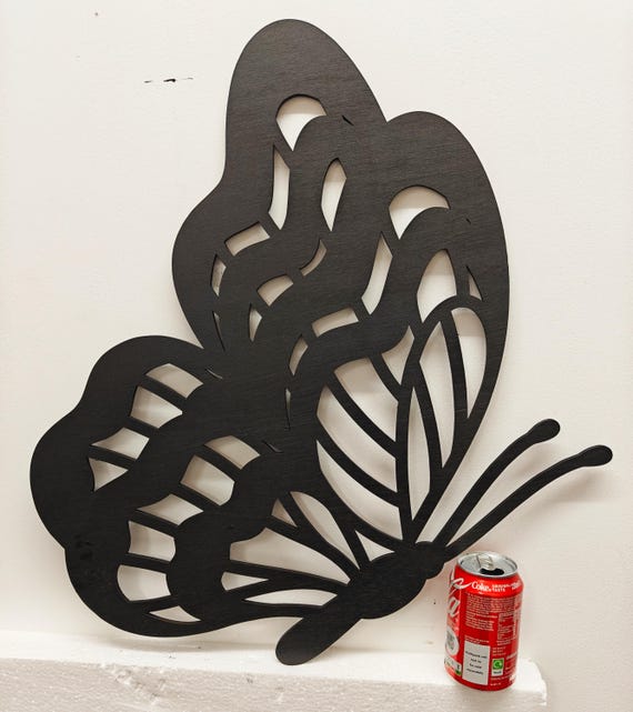 591mm x 550mm black wooden butterfly wall door decoration hanging picture laser cut 5mm plywood home art wedding wood sign deco craft large