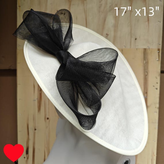 ivory black fascinator millinery burlesque hatinator wedding hat headband party race derby ascot cosplay handmade wide brim big large