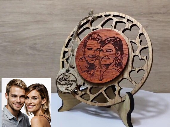 Custom made personalised real wood photo picture sign logo plaque card laser cut carved engraved wedding birthday anniversary Mother’s Day