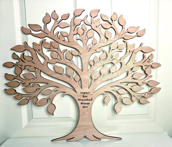 650mm x 550mm personalised name message wooden tree wall door decoration picture laser cut engraved 5mm plywood home art wedding wood sign