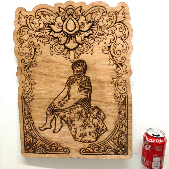 large personalised wood picture photo portrait fan art wooden vintage Victorian style pattern wall decoration laser cut engraved home art