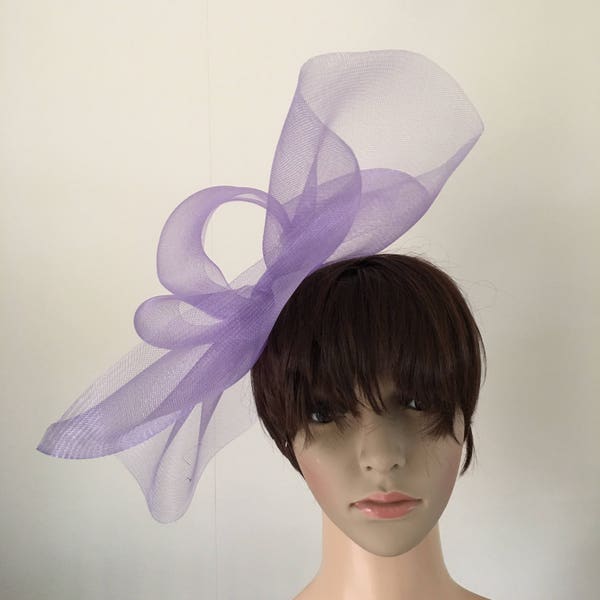 lilac light purple feather fascinator millinery burlesque headband wedding hat hair piece