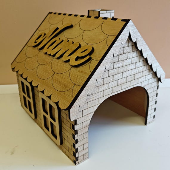 personalised bespoke custom made laser cut engraved wood wooden pet house home hutch cat dog tortoise hamster guinea pig reptile chinchilla
