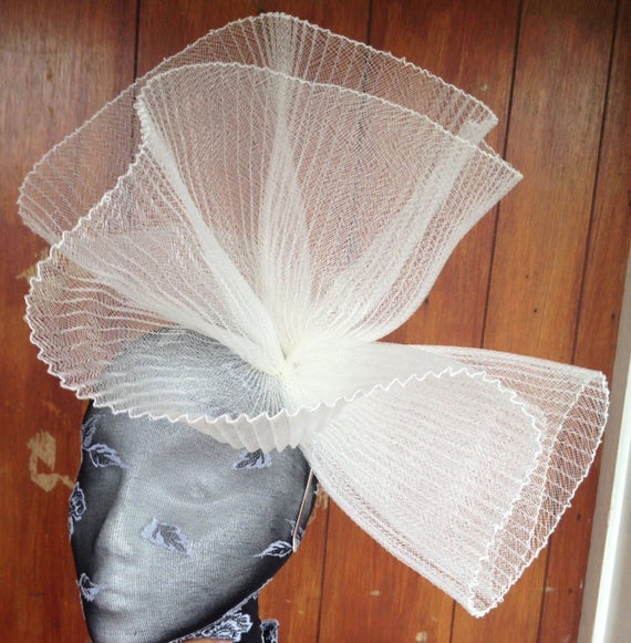 ivory feather fascinator millinery burlesque headband wedding hat hair piece