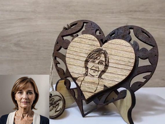 Custom made personalised real wood photo picture sign logo plaque card laser cut carved engraved wedding birthday anniversary Mother’s Day