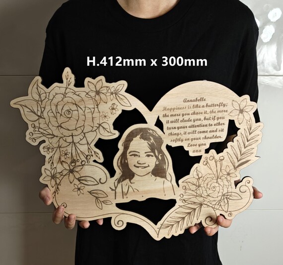 custom made personalised bespoke laser cut engraved wood picture photo name word wall door plaque letter number sign logo design wedding