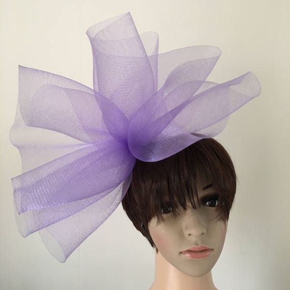 lilac light purple feather fascinator millinery burlesque headband wedding hat hair piece