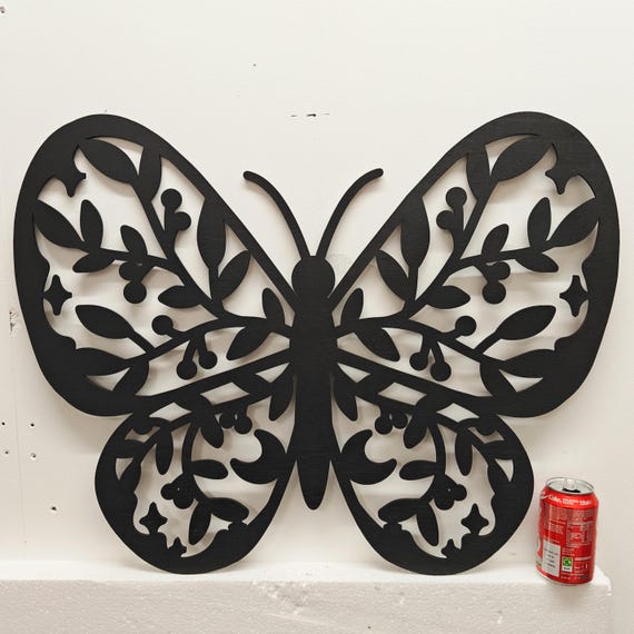 706mm x 550mm black wooden butterfly leaf wall door decoration hanging picture laser cut 5mm plywood home art wood sign deco craft large