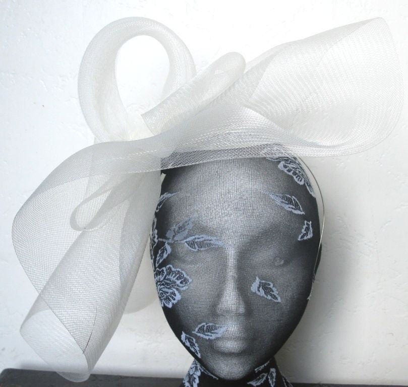 silver feather fascinator millinery burlesque headband wedding hat hair piece