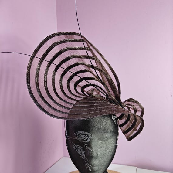 dark brown large fascinator ostrich quill spine millinery wedding hat headband party race handmade cosplay Kentucky Derby Royal Ascot