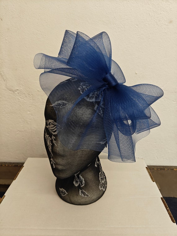 blue crin fascinator millinery burlesque headband wedding hat hair piece