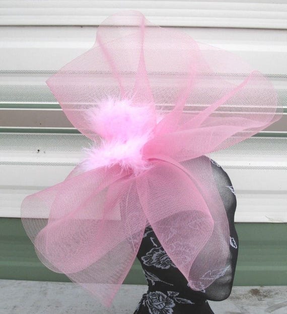 baby pink feather fascinator millinery burlesque headband wedding hat hair piece