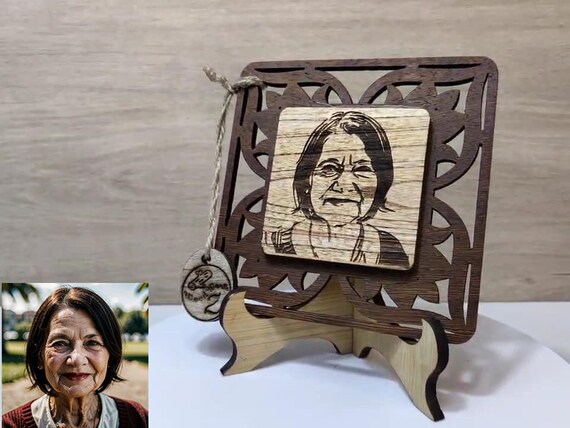 Custom made personalised real wood photo picture sign logo plaque card laser carved engraved wedding birthday anniversary valentine wedding