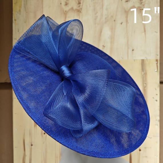 royal blue fascinator millinery burlesque hatinator wedding hat headband party race derby ascot cosplay handmade wide brim big large