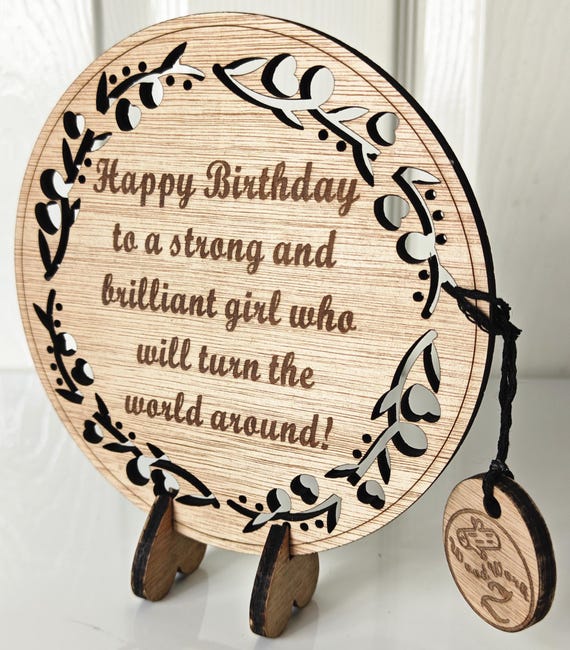 Personalised laser cut carved engraved wood stand door wall sign wedding invitation birthday anniversary Christmas Mother’s Day card design