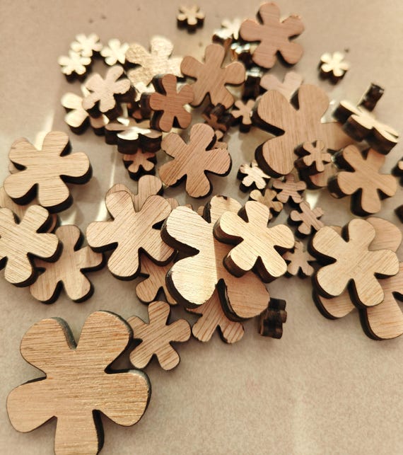 50 pcs x assorted different sizes small flower flowers wood 5mm thick plywood laser cut art craft DIY material supply card jewellery making
