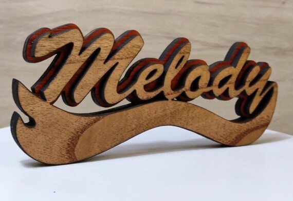 solid wood personalized desk name letter word sign symbol logo stand plaque personalised gift present home office wedding party laser cut