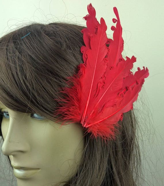 bright red crin fascinator headband headpiece wedding party piece race ascot 