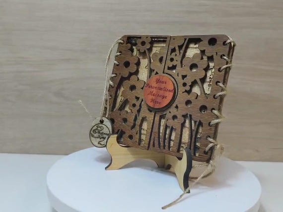 Custom made personalised real wood plaque card laser cut carved engraved wedding invitation birthday anniversary Christmas Mother’s Day